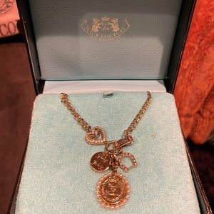 Juicy Couture Lady Juicy Love & Luck Chain 14K Gold Plated Charm Necklace Link!